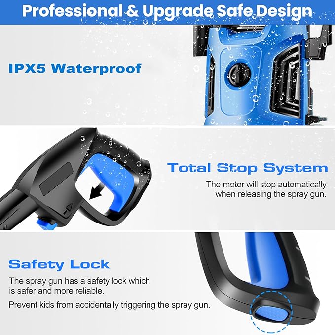 Pressure Cleaner 4800 PSI Power Cleaner Powered with with 33ft Pressure Hose, 4 Nozzle and Foam Cannon, for Home, Cars