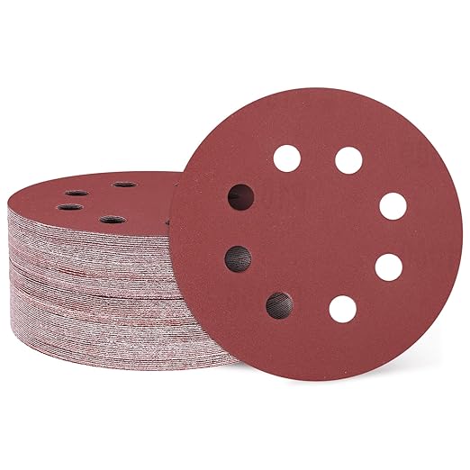 HARFINGTON 80 Pcs 5 Inch Sanding Discs, 1000 Grit Hook and Loop Sandpaper, 8-Hole Aluminum Oxide Orbital Sander Sandpaper for Woodworking Automotive Metal Polishing, Red
