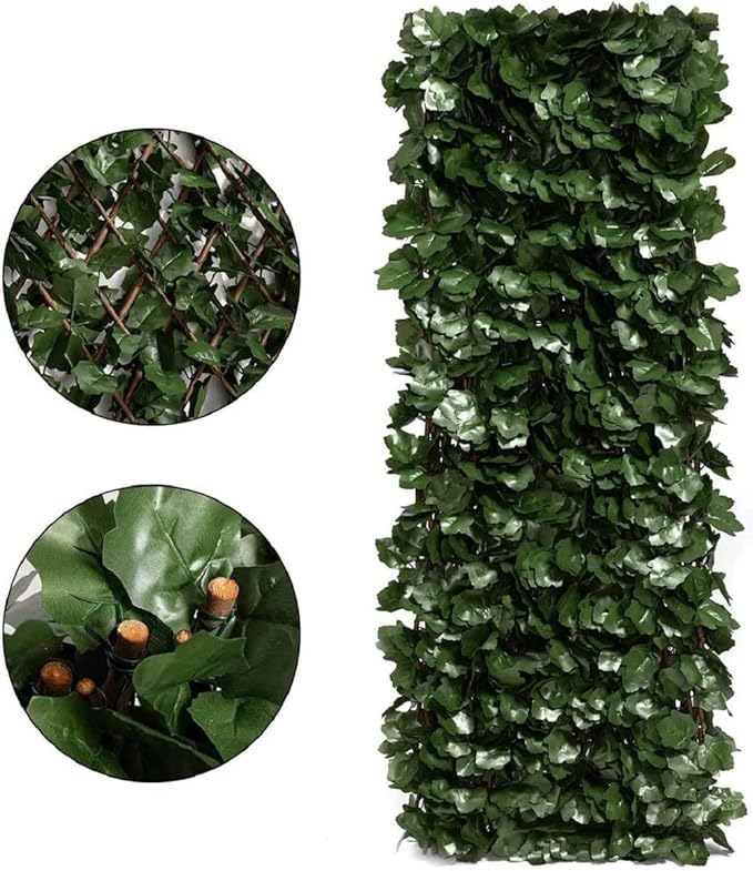 DOEWORKS Expandable Fence Privacy Screen for Balcony Patio Outdoor(Double Sides Leaves), 2PCS Faux Ivy Fencing Panel for Backdrop Garden Backyard Home Decorations