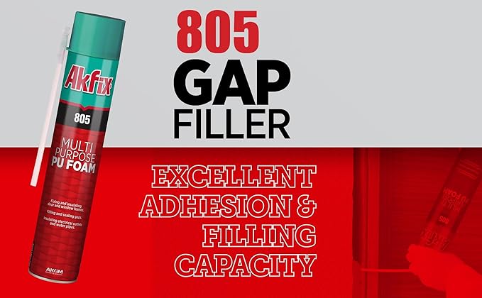 Akfix 805 Gap Filler Polyurethane Expanding Foam Sealant (12x12 Oz.)- Gaps and Cracks Spray Insulation Can, Waterproof Sealant with Straw for Window and Door | 12 Oz. 12 Pack