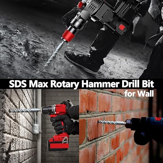 1-1/2 x 15 inch SDS Max Rotary Hammer Drill Bit, 38x380mm Carbide Tip Masonry Drill Bit,Concrete Drill Bit for Masonry, Brick, Stone, Concrete (Length :380mm / 15 inch, 38mm (1-1/2 in) Diameter)