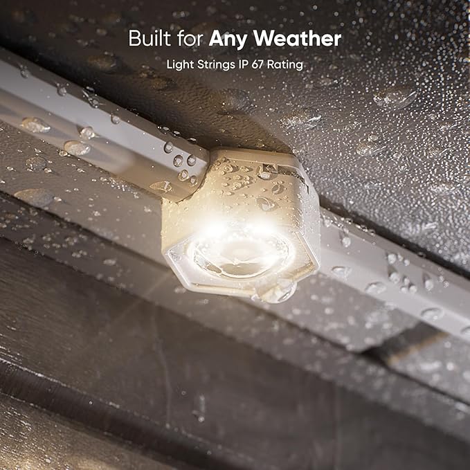 Nanoleaf Matter Permanent Outdoor Lights, Smart RGBCW Outdoor String Lights for Daily & Accent Lighting, IP67 Waterproof, Compatible with Alexa, Google Home, Multiple Scene Modes, 98ft (30m)