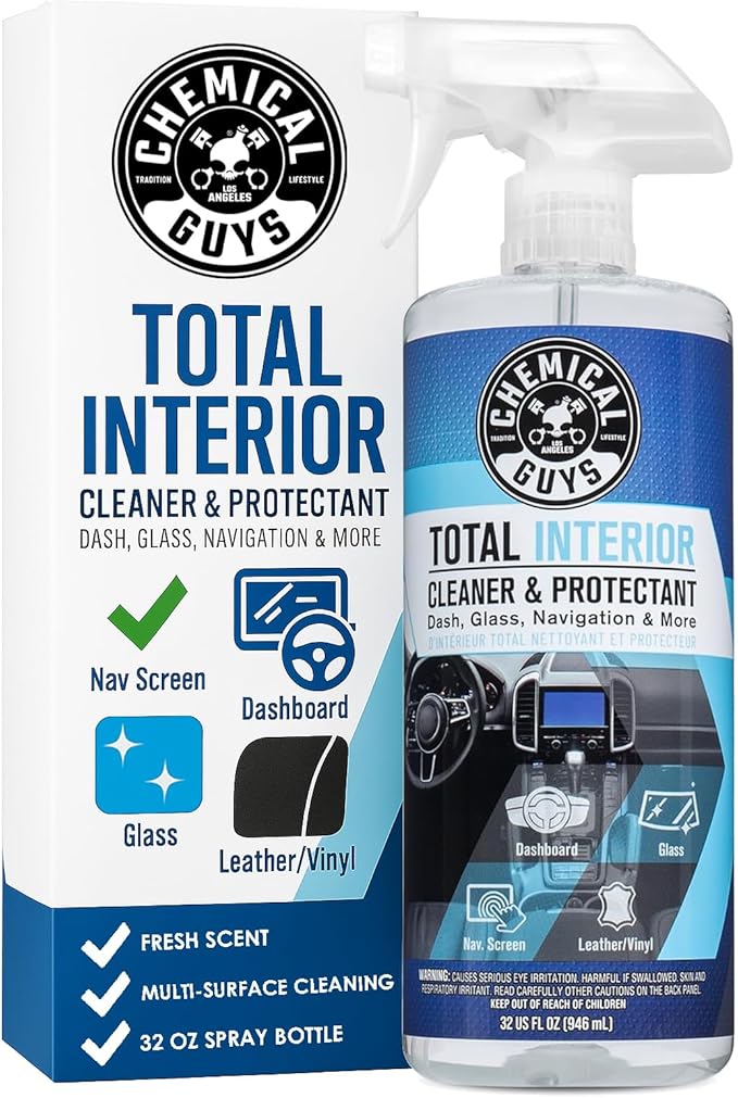 Chemical Guys Total Interior Cleaner & Protectant – Chemical Guys Interior Cleaner, Cleans & Protects Leather, Vinyl, Plastic, Rubber, Glass with a Streak-Free Finish — Cars, Trucks, SUVs, RVs, 32 oz