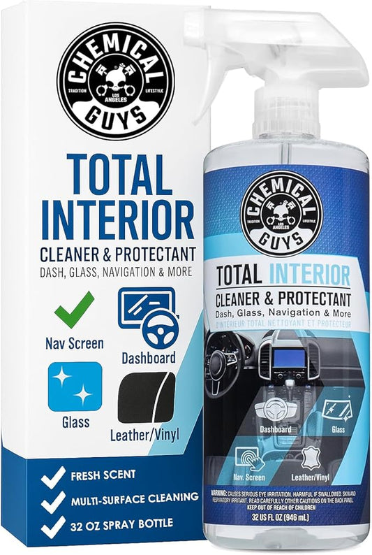 Chemical Guys Total Interior Cleaner & Protectant – Chemical Guys Interior Cleaner, Cleans & Protects Leather, Vinyl, Plastic, Rubber, Glass with a Streak-Free Finish — Cars, Trucks, SUVs, RVs, 32 oz