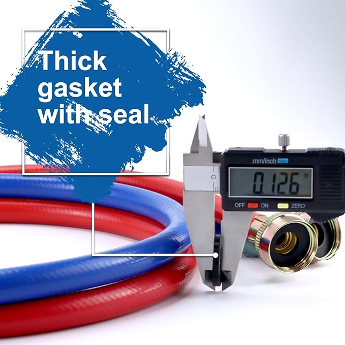 Washer Hoses 4FT,Rubber Washing Machine Hoses 3/4 Washer Machine Hoses 2 packs,Burst Proof Water Supply Lines for Hot and Cold Washer Water Hoses,Universal for All Standard Wash Machines-by MIFLUS