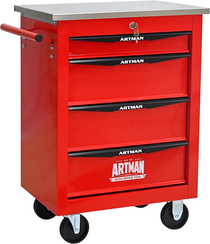 4 Drawers Rolling Tool Box on Wheels, Multifunctional Tool Cart, Drawers Rolling Trolley Organizer Tool Storage Chest for Garage,Workshop,DIY Multiple Interconnectable(4 Drawers-30.5" H)