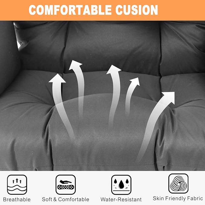 Double Hammock Egg Chair 2 Person Egg Chair Outdoor Swing with Stand Patio Wicker Hanging Chair Widened and Enlarged Hanging Chair Swing Chair for Patio Bedroom Porch