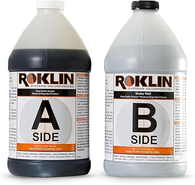 Roklin Systems, Inc. - PolyFlex DS Concrete Crack Filler, Quick-Drying Asphalt Crack Sealer, Floor/Wall Repair Patch Kit Essential, 3 gallons (1 ½ gallons x 2 - Side A & B), Gray
