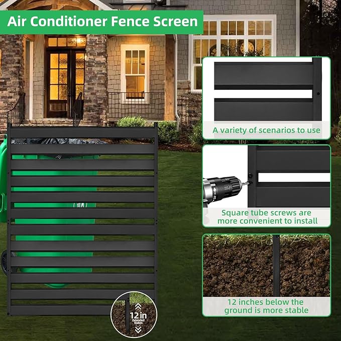 38" W x 42" H Air Conditioner Fence 3 Panel- Air Conditioner Fence Screen, Outdoor Enclosure for Pool Equipment Trash Can Privacy Fencing Panels ，Applicable to Metal Fencing for Backyards and Patios