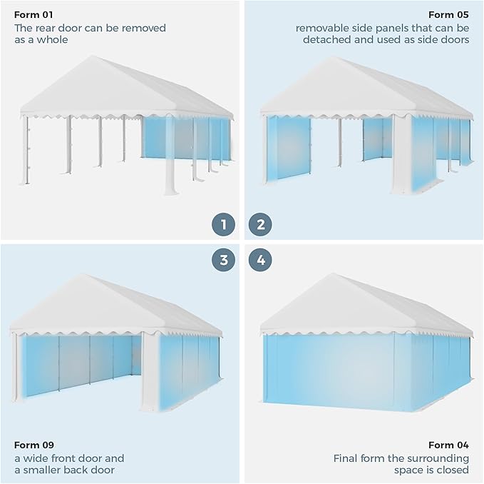 GREEN PARTY 13'x29.5' Party Tent Canopy, Large Wedding Event Shelter Canopy with Removable Sidewalls, Commercial Tents for Outdoor Event, Wedding, Carport, Birthday Party