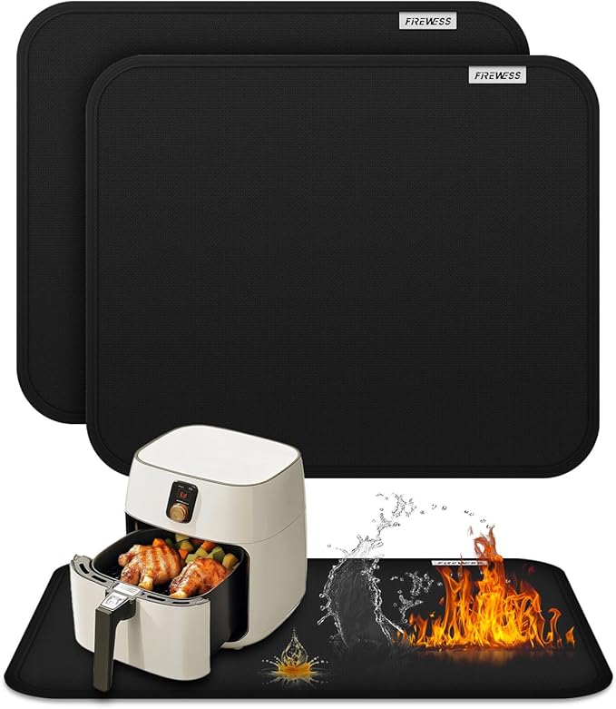 2Pack Heat Resistant Mat for Countertop, 16x24in Hot Pads for Kitchen Countertop Protector,Silicone Heat Resistant Mat for Air Fryer, Deep Fryer, Oven