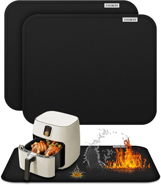 2Pack Heat Resistant Mat for Countertop, 16x24in Hot Pads for Kitchen Countertop Protector,Silicone Heat Resistant Mat for Air Fryer, Deep Fryer, Oven