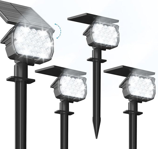 VOLISUN Solar Spotlight Outdoor, IP67 Waterproof Solar Landscape Spot Lights，Uplights for Yard Garden Pathway - 4 Pack (Cool White) 27 LED 3 Lighting Modes