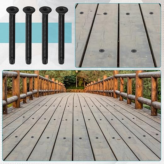 (300pcs) 5/16-18 x 2-1/2" Flat Head Thread Cutting Trailer Deck Screws, Black Phosphate, Package Contains T40 Star Drivea and 9/32 Drill bit