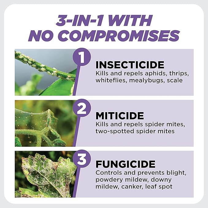 Earth's Ally 3-in-1 Plant Spray 32 oz | Safe & Organic Insecticide, Fungicide & Spider Mite Control, Use on Indoor Houseplants and Outdoor Plants, Gardens & Trees, Insect Repellent & Antifungal Use