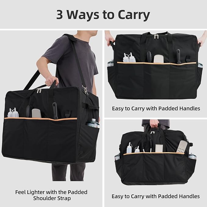 NOELIFE Padded Carry Bag for Blackstone 22 Inch Griddle & 17 Inch Tabletop Griddle with Hood Lid on Stand, 600D Water-resistant Outdoor Grill Carrying Case Fit for Model 1891 & 1814, Black (Bag Only)