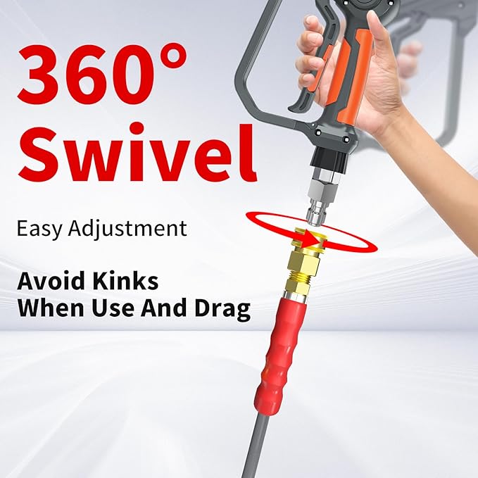 Pressure Washer Hose 50ft, 4200PSI Wire Braid Power Washer Extension Hose 1/4 Inch High Tensile, Flexible Kink Resistant Heavy Duty Replacement Hose with 3/8 Quick Connect