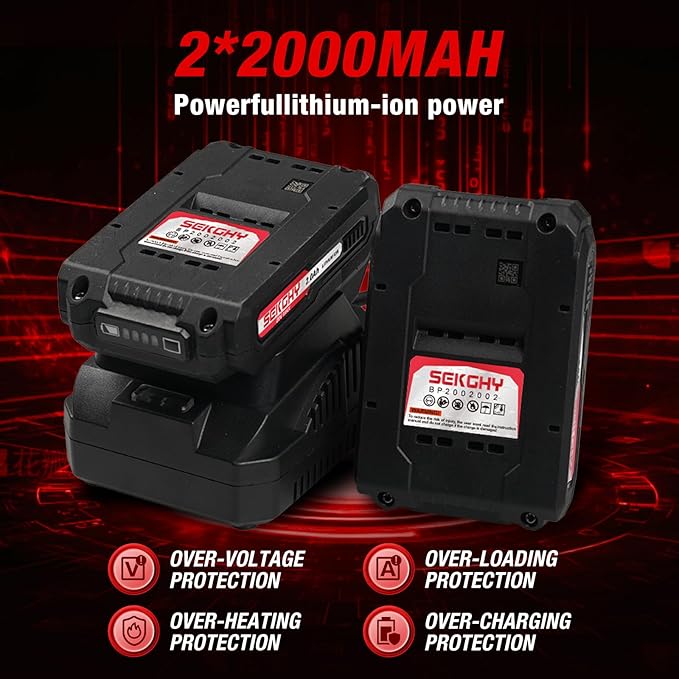 20V Power drill cordless, 70N.m High Torque, with LED Light, 26-Piece Accessory Set, 2 Batteries & Fast Charger Included for Wood & Metal Drilling