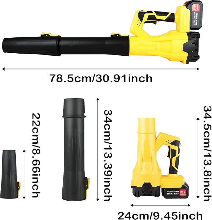6-Speed Modes Cordless Leaf Blower 21V,200MPH High-Velocity Electric Blower,Lightweight for Dry/Wet Leaves,Lawn Debris,Garage and Driveway Cleaning,Yellow