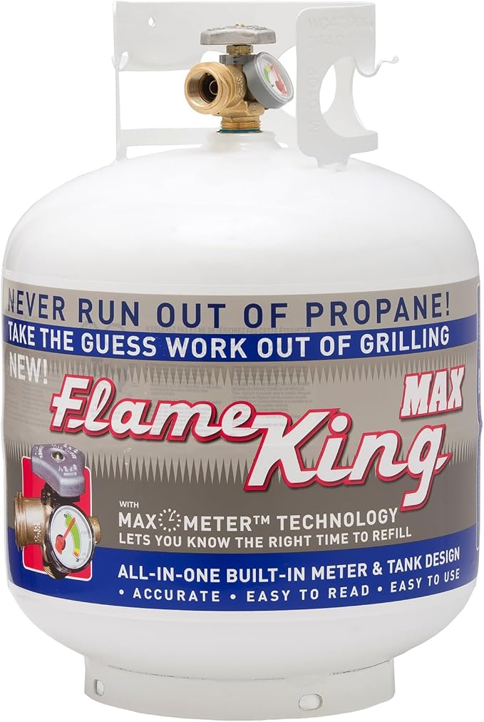 Flame King YSN230b 20 Pound Steel Propane Tank Cylinder with OPD Valve and Built-in Gauge, 20 lb Vertical