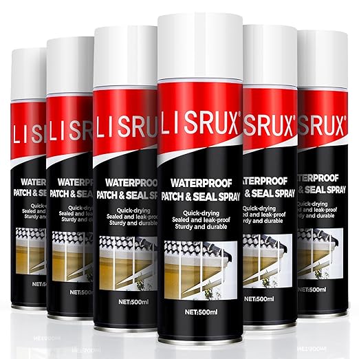 Liquid Rubber Sealant Spray, 17 oz (6 Pack) White, Waterproof Patch & Seal Rubberized Sealant, Leak Stopper Spray to Seal Cracks, Perfect for Gutters, Wood, Roof Repair, Windows, Protects Surfaces