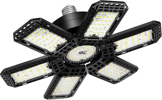LED Garage Light 1 Pack , 200W 20000LM 6500K LED Shop Lights, LED Garage Ceiling Lights with 6+1 Adjustable Panels for Basement, Barn, Warehouse, Attic, Garage Lighting Support E26/E27 Socket