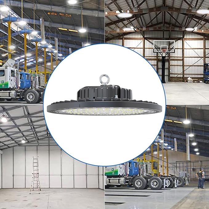 6 Pack UFO LED High Bay Light 250W, 35000 LM, 5000K with 5ft Power Cord, US Plug, Bright LED Shop Light for Basement Commercial Factory Garage Lighting, IP66 Waterproof, AC110-277V, ETL Listded