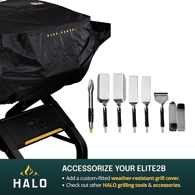 HALO Elite2B Outdoor Griddle | 2 Burner, 4 Cooking Zones | Portable with Warming Rack | 480 sq. in. (24″ x 20″) Wind-Proof Cooking Surface | Propane and Natural Gas Grill | HZ-1003-XNA
