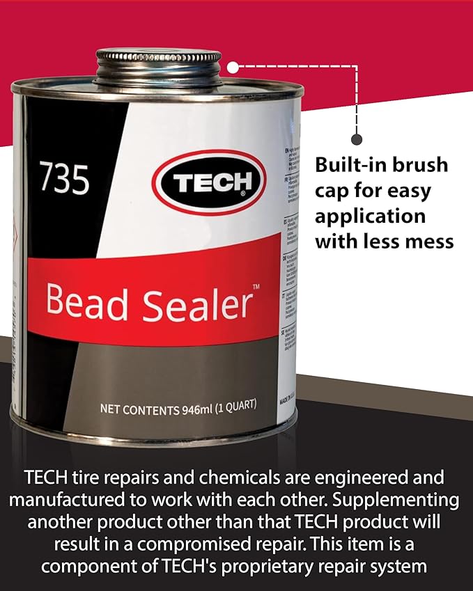 TECH Natural Rubber Sealer, 1 Quart – Stops Leaks Between Rim and Edge, Fills Gaps for Old or New Wheels, Compatible with Tubeless Sealants, Solution for Reliable Leak Prevention and Repairs