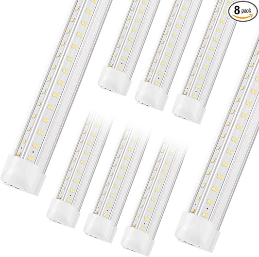 Led Shop Lights,4FT LED Light 50W 6500K 7000LM Led Daylight,Garage Light Linkable Clear Cover Integrated V-Shape for Garage Warehouse Workbench Workshop(8-Pack)