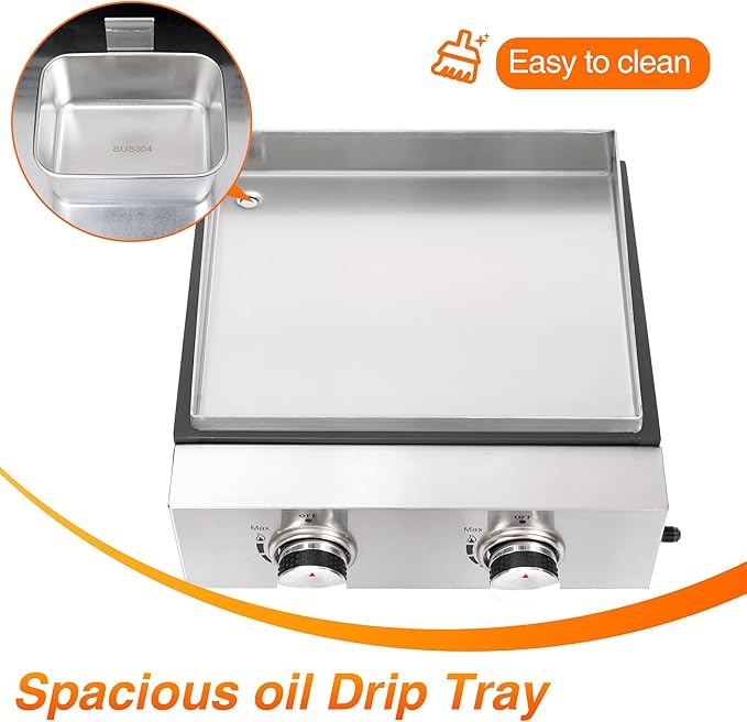 Outdoor Table top Propane Griddle with Detachable Top | Ultimate Portable Outdoor Cooking Station | Includes Stainless Steel Warming Rack for Camping, Tailgating & BBQs (2 burner)