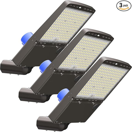 CINOTON LED Parking Lot Light - 48000LM 300W UL Listed - 0-10V Dim Dusk to Dawn - IP65 Adjustable Slipfitter Mount Outdoor Security Lighting for Court Square Driveways Stadium, 5000K, 100-277V, 3 Pack