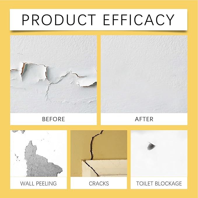 Wall Crack Filler - Home Improvement Crack Fix, Ceiling Mending Paste, Quick Drying, Home Repair, Improvement Tool, Filler Paste for Walls, Ceilings, Maintenance, 2.17x6.42 Inches