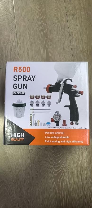 R500 LVLP Air Spray Gun with 10pcs 650ml Disposable Cups 1.3/1.5/1.7/2.0mm Nozzles, Automotive Paint Guns R500 Paint Gun Sprayer for House Painting, Car, Furniture