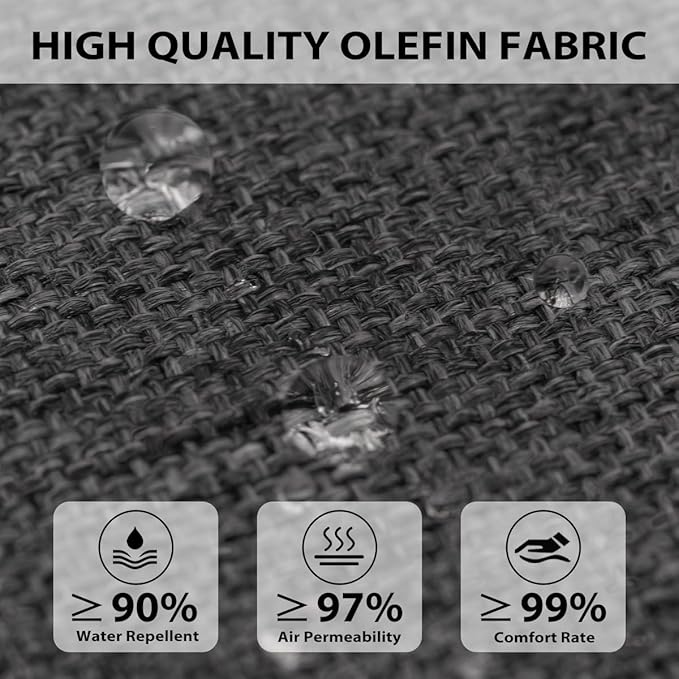 Sundale Outdoor Olefin Chaise Lounge Cushion, Water-Resistant Patio Lounge Chair Cushion, Thick Lounger Pad with 4 Straps Dark Gray, 72 x 21 x 4 Inches