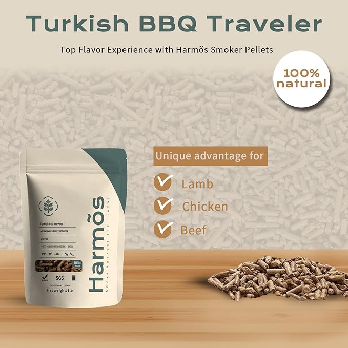 Harmos 4-Wood Pellets with Cumin & Red Pepper Powder - Gourmet Smoking Pellets for Ninja Grill, Pellet Stove & Outdoor BBQ, Resealable 2 Packs