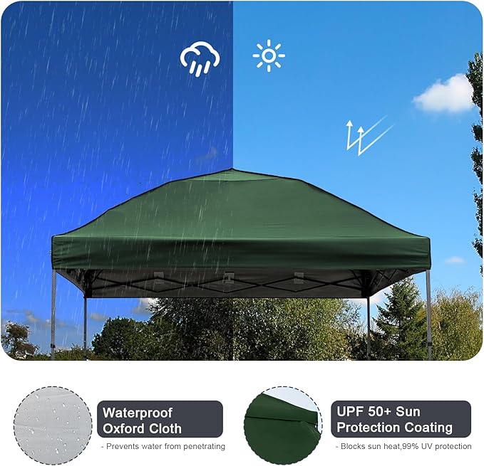 10x10 Pop Up Canopy Tent with 2 Sidewalls, Easy Up Canopy Outdoor Party Sun Shade Tent Portable Gazebo for Beach Camping Events with Carry Bag and 4 Sand Bags