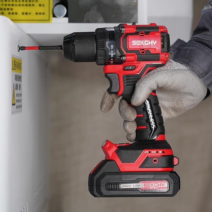 20V Power drill cordless, 70N.m High Torque, with LED Light, 26-Piece Accessory Set, 2 Batteries & Fast Charger Included for Wood & Metal Drilling