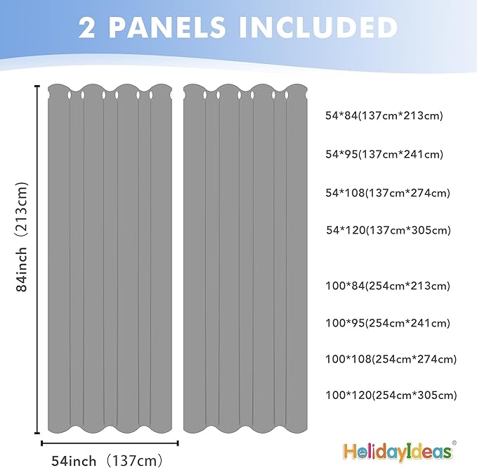 HolidayIdeas Outdoor Sheer Curtains for Patio Waterproof, 2 Panels - 54 x 108 Inch - Grey Light Filtering Voile Outside Curtains Grommet Drapes for Front Porch, Gazebo, Pergola, Backyard