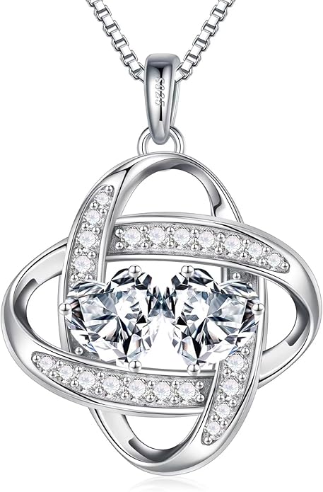 Iefil Christmas Gifts for Women - 925 Sterling Silver Love Knot Necklace, Anniversary Birthday Jewelry Gifts for Wife Girlfriend Mom