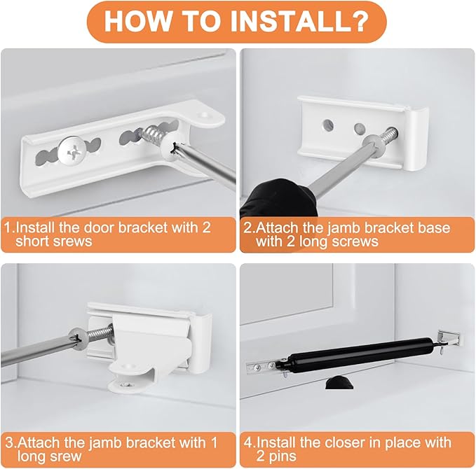 Storm Door Closer Bracket, Reinforced Repair Jamb Bracket Compatible with Andersen Emco, Larson, Pella, 40201 Door Repair Kit, Protecting Doors from Damage from Strong Winds (White)