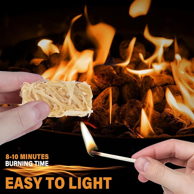 HGD Natural Fire Starters (50pcs) - Weather-Resistant Charcoal Starters for Indoor Fireplace, BBQ, Campfire, Wood Stove, Chimney, Fire Pit, Grill & Outdoor Use - Easy Lighting