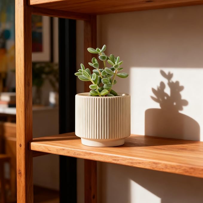 OXART Large Plant Pot, 10/8/6 Ceramic Pots for Plants with Drainage, 3 Piece Planters for Indoor Plants, Home Garden Flower Pots for Outdoor Cacti, Succulents, Snakes, and Pothos, Yellow