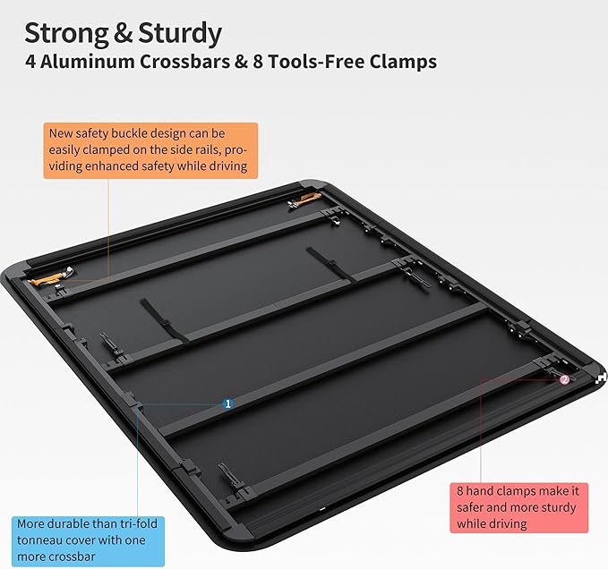 OEDRO Soft Quad Fold Truck Bed Tonneau Cover Compatible with 2019-2025 Chevy Silverado 1500 / GMC Sierra 1500, Fleetside 6.6 Ft Bed Without Multi-Flex Tailgate(Not for Legacy/Limited/2500 3500hd)