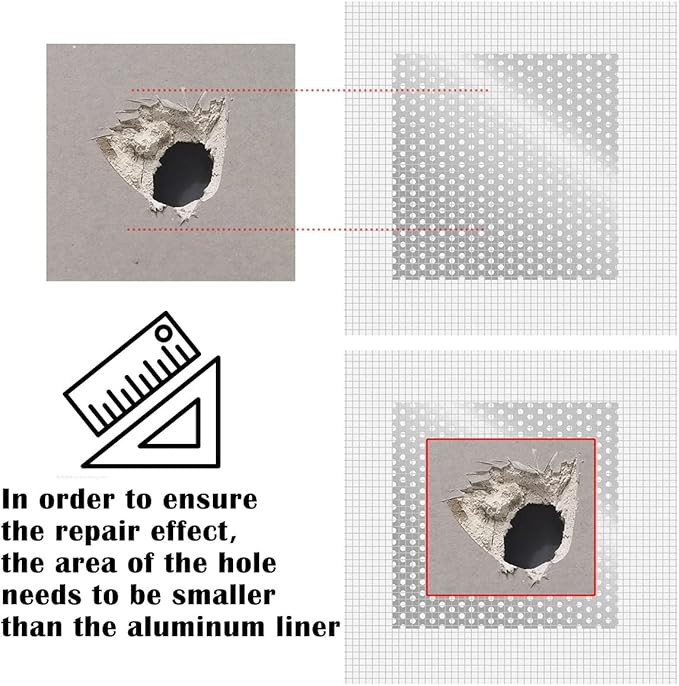 Drywall Repair Patch, Wall Patch Repair Kit, Self Adhesive Wall Mesh Repair, Large Hole Patch for Drywall, Sheet Rock Patch, Aluminum Sheetrock Ceiling Dry Wall Patch and Grit Sandpaper Scraper