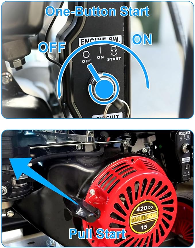 4400 PSI Gas Pressure Washer with Hose Reel, Electric Start, 296cc 15HP Engine 4GPM, Includes 50 FT 3/8 inch Hose, 5 Quick Connect Nozzles, Spray Gun and Wand