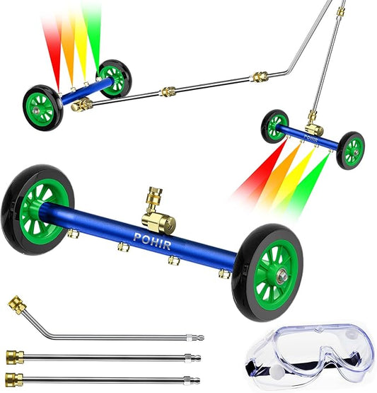 POHIR Undercarriage Pressure Washer Attachment Pro Max 16", Surface Cleaner Water Broom with 3pcs Extension Wand and Quick Connect Pivot Coupler 4800psi, 2 in 1 Underbody Car Washer