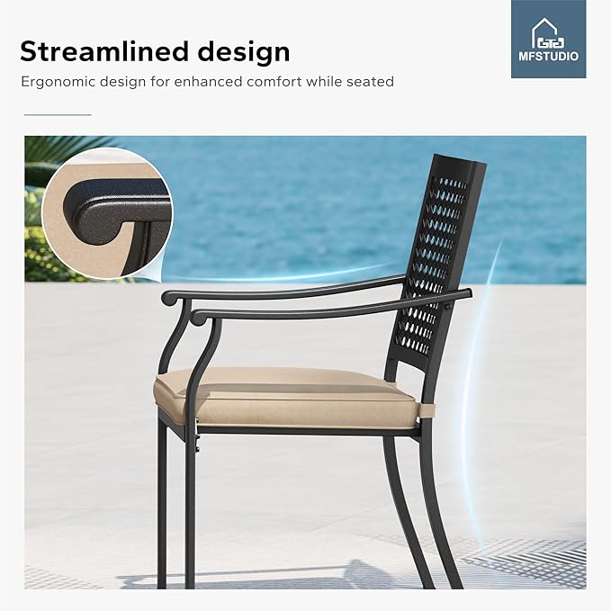 MFSTUDIO Outdoor Dining Set for 8, Expandable Patio Table and Chairs Set, 9 Piece Metal Patio Dining Set Patio Furniture Set for Deck Backyard Poolside Garden