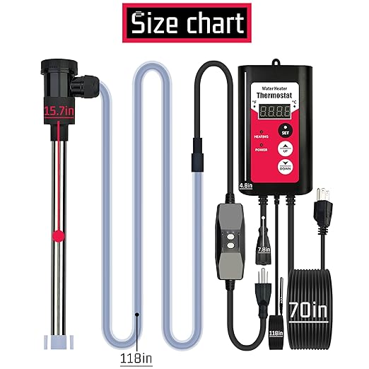 1500W Immersion Electric Submersible Water Heater with Temp Control & GFCI – Portable Heater for Inflatable Pool, Swimming Pool, Above-Ground Pool, spa, Hot Tub Baptistry & baptismal Pool