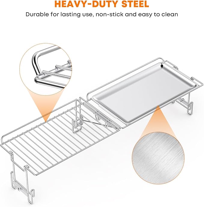 Stanbroil Griddle Warming Rack and Tray for 28" Blackstone Griddle - Foldable Cooking Grate BBQ Accessories Compatible with 28" Blackstone Griddle (Not Work with Hood)